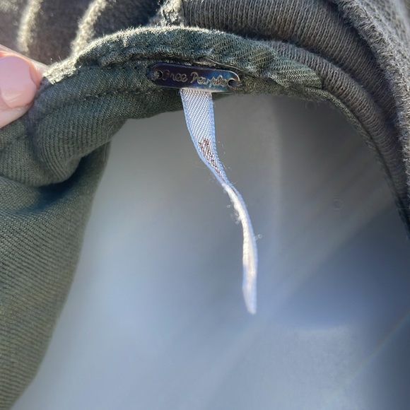 Free People Asymmetrical Snap Button Hoodie Olive Green Linen Blend Size S - Picture 11 of 12